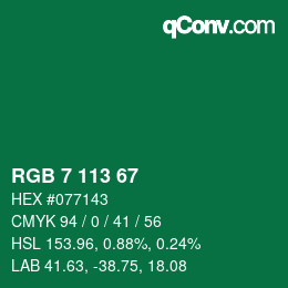Color code: RGB 7 113 67 | qconv.com