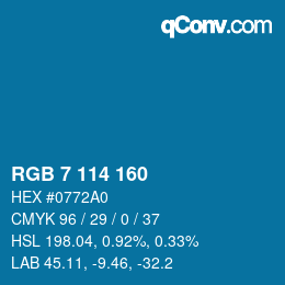 Color code: RGB 7 114 160 | qconv.com