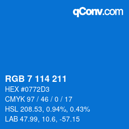 Color code: RGB 7 114 211 | qconv.com