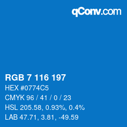 カラーコード: RGB 7 116 197 | qconv.com