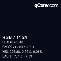 颜色代码: RGB 7 11 24 | qconv.com