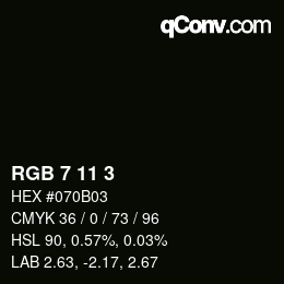 Color code: RGB 7 11 3 | qconv.com