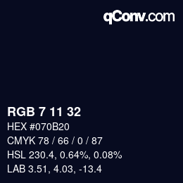カラーコード: RGB 7 11 32 | qconv.com