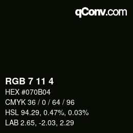 颜色代码: RGB 7 11 4 | qconv.com