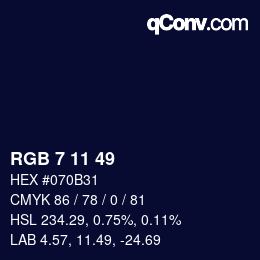 Color code: RGB 7 11 49 | qconv.com