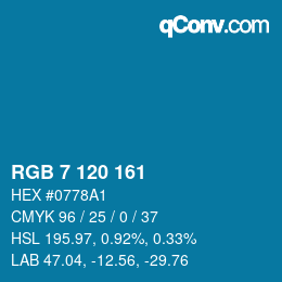 Color code: RGB 7 120 161 | qconv.com