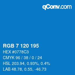 颜色代码: RGB 7 120 195 | qconv.com