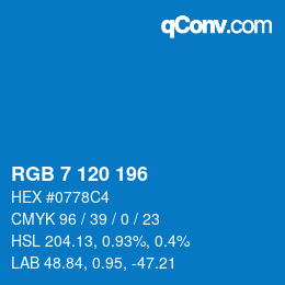 カラーコード: RGB 7 120 196 | qconv.com