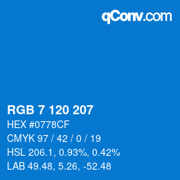 颜色代码: RGB 7 120 207 | qconv.com