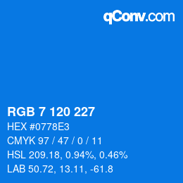 Color code: RGB 7 120 227 | qconv.com