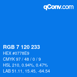 Color code: RGB 7 120 233 | qconv.com