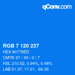 Color code: RGB 7 120 237 | qconv.com