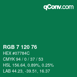 颜色代码: RGB 7 120 76 | qconv.com