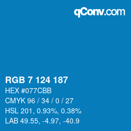 カラーコード: RGB 7 124 187 | qconv.com