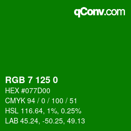 Color code: RGB 7 125 0 | qconv.com