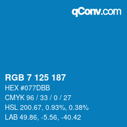 Color code: RGB 7 125 187 | qconv.com