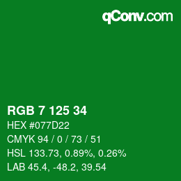 Color code: RGB 7 125 34 | qconv.com