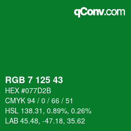 Color code: RGB 7 125 43 | qconv.com