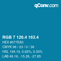 カラーコード: RGB 7 126.4 163.4 | qconv.com