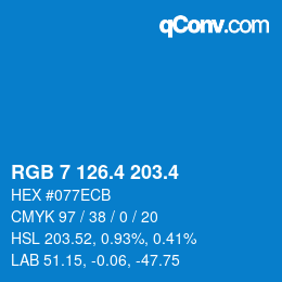カラーコード: RGB 7 126.4 203.4 | qconv.com