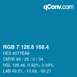 カラーコード: RGB 7 126.8 168.4 | qconv.com