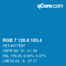 カラーコード: RGB 7 126.8 183.4 | qconv.com