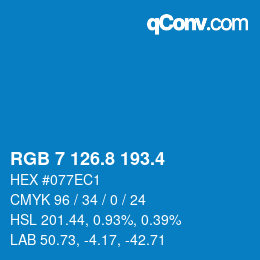 カラーコード: RGB 7 126.8 193.4 | qconv.com