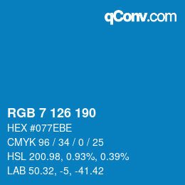 カラーコード: RGB 7 126 190 | qconv.com
