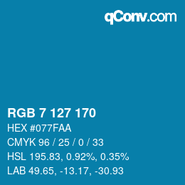 Color code: RGB 7 127 170 | qconv.com