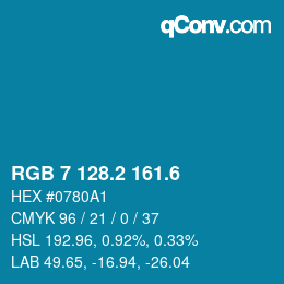 カラーコード: RGB 7 128.2 161.6 | qconv.com