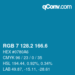 カラーコード: RGB 7 128.2 166.6 | qconv.com