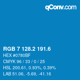 カラーコード: RGB 7 128.2 191.6 | qconv.com