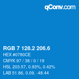 カラーコード: RGB 7 128.2 206.6 | qconv.com