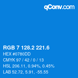 カラーコード: RGB 7 128.2 221.6 | qconv.com