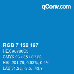颜色代码: RGB 7 128 197 | qconv.com