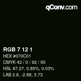 Color code: RGB 7 12 1 | qconv.com