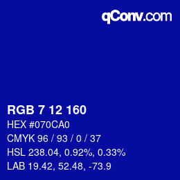 カラーコード: RGB 7 12 160 | qconv.com
