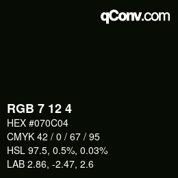 颜色代码: RGB 7 12 4 | qconv.com