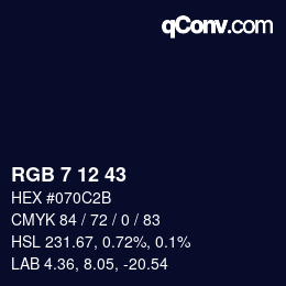 カラーコード: RGB 7 12 43 | qconv.com