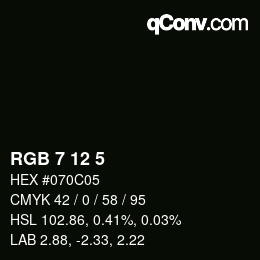 Color code: RGB 7 12 5 | qconv.com