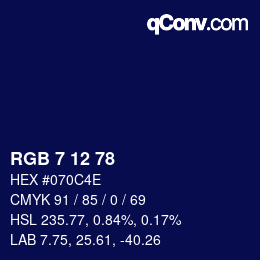 Color code: RGB 7 12 78 | qconv.com