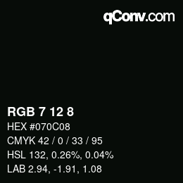 Farbcode: RGB 7 12 8 | qconv.com