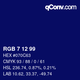 Color code: RGB 7 12 99 | qconv.com