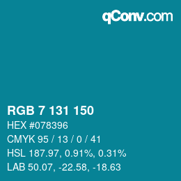 カラーコード: RGB 7 131 150 | qconv.com