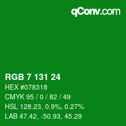 颜色代码: RGB 7 131 24 | qconv.com