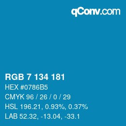 Color code: RGB 7 134 181 | qconv.com
