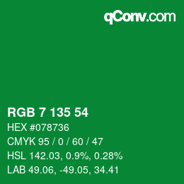 カラーコード: RGB 7 135 54 | qconv.com