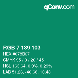 カラーコード: RGB 7 139 103 | qconv.com