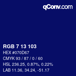 Color code: RGB 7 13 103 | qconv.com
