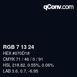颜色代码: RGB 7 13 24 | qconv.com